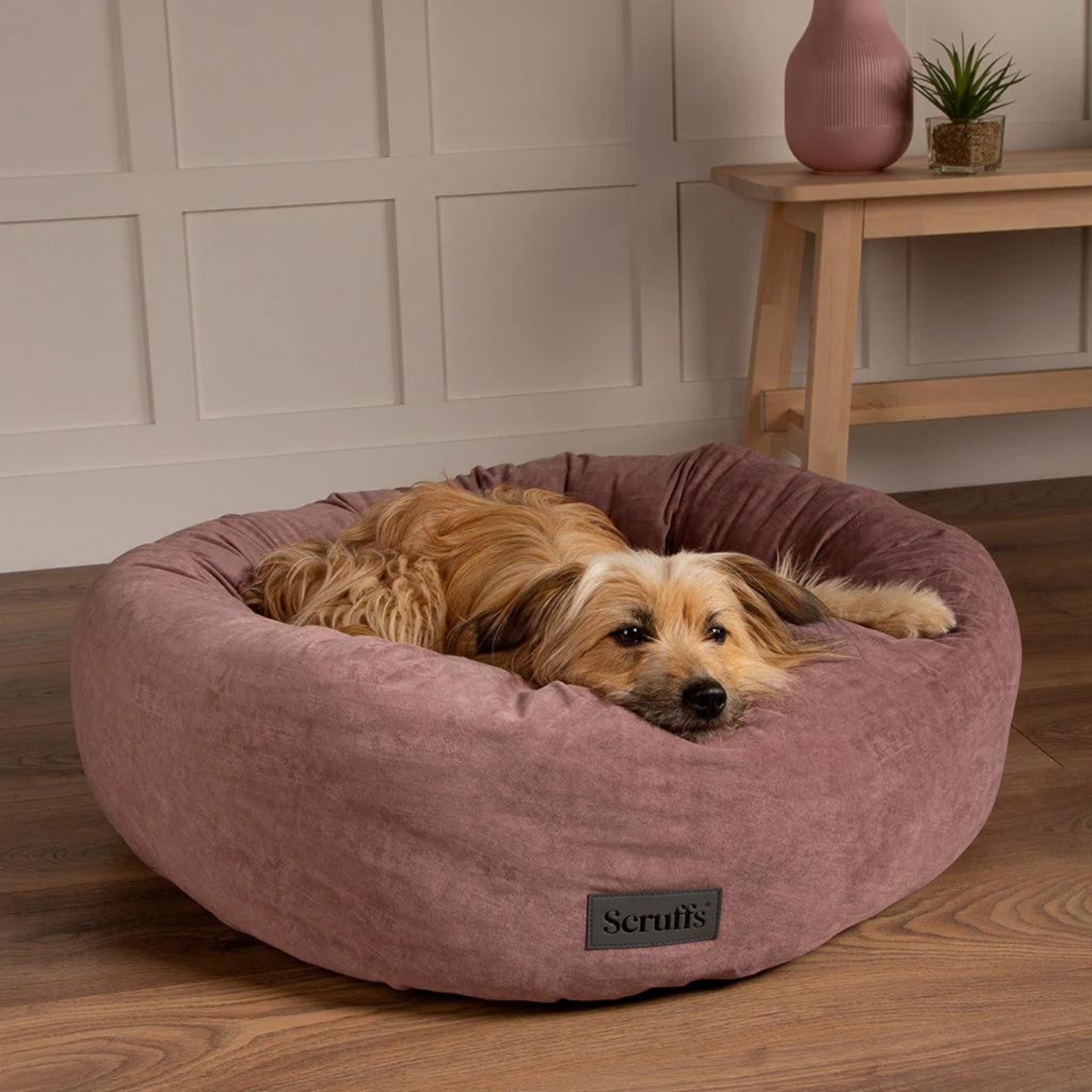 Scruffs Oslo Ring Donut Dog Bed Fully Machine Washable Blush Pink Medium, Large, X Large