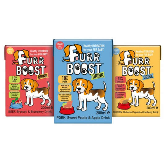 Furr Boost Drinks For Dogs Healthy Hydration In 3 Tasty Flavours Taster Pack 3 x 200ml