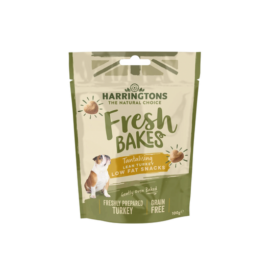 Harringtons Fresh Bakes Low Fat Snacks Turkey Dog Treats 100g