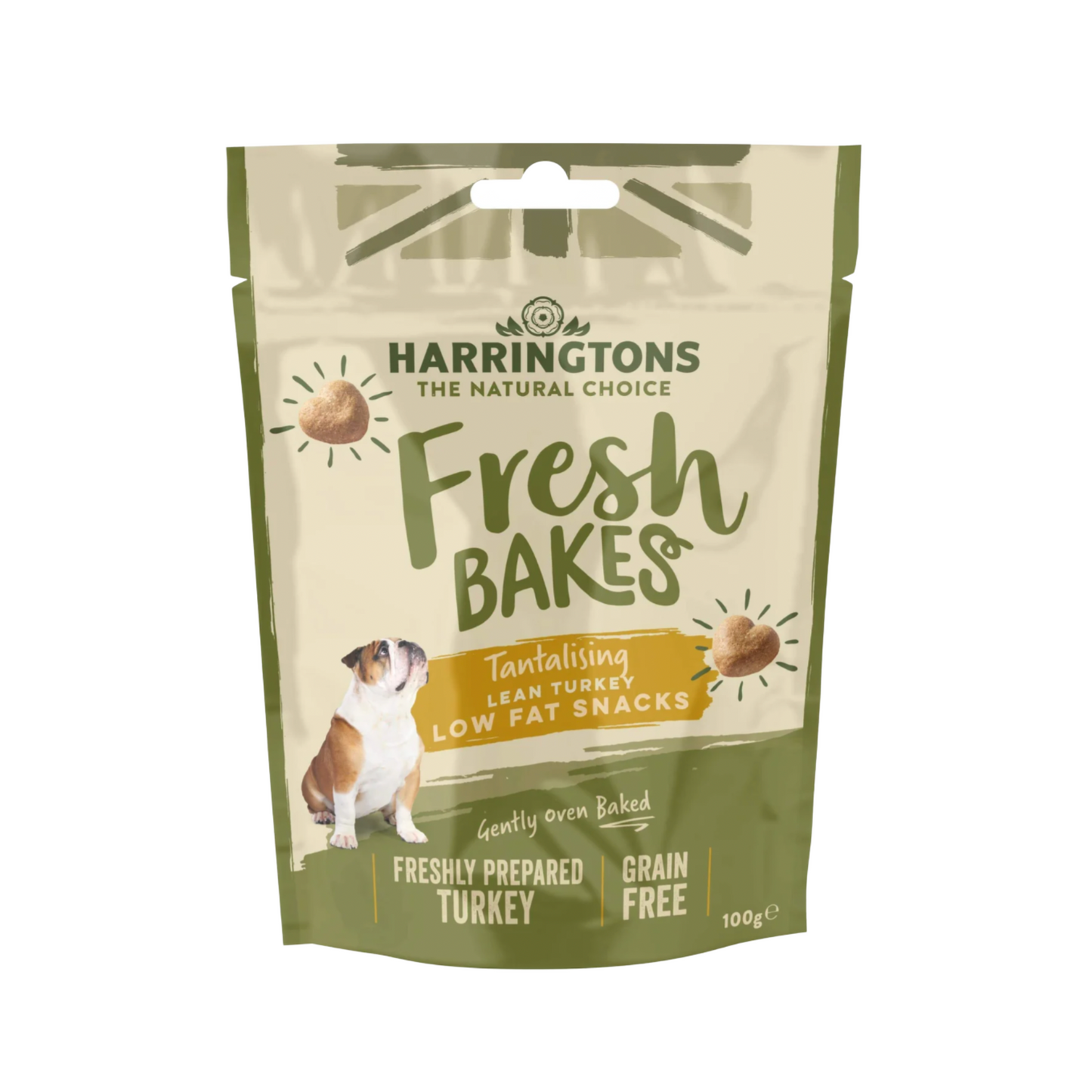 Harringtons Fresh Bakes Low Fat Snacks Turkey Dog Treats 100g