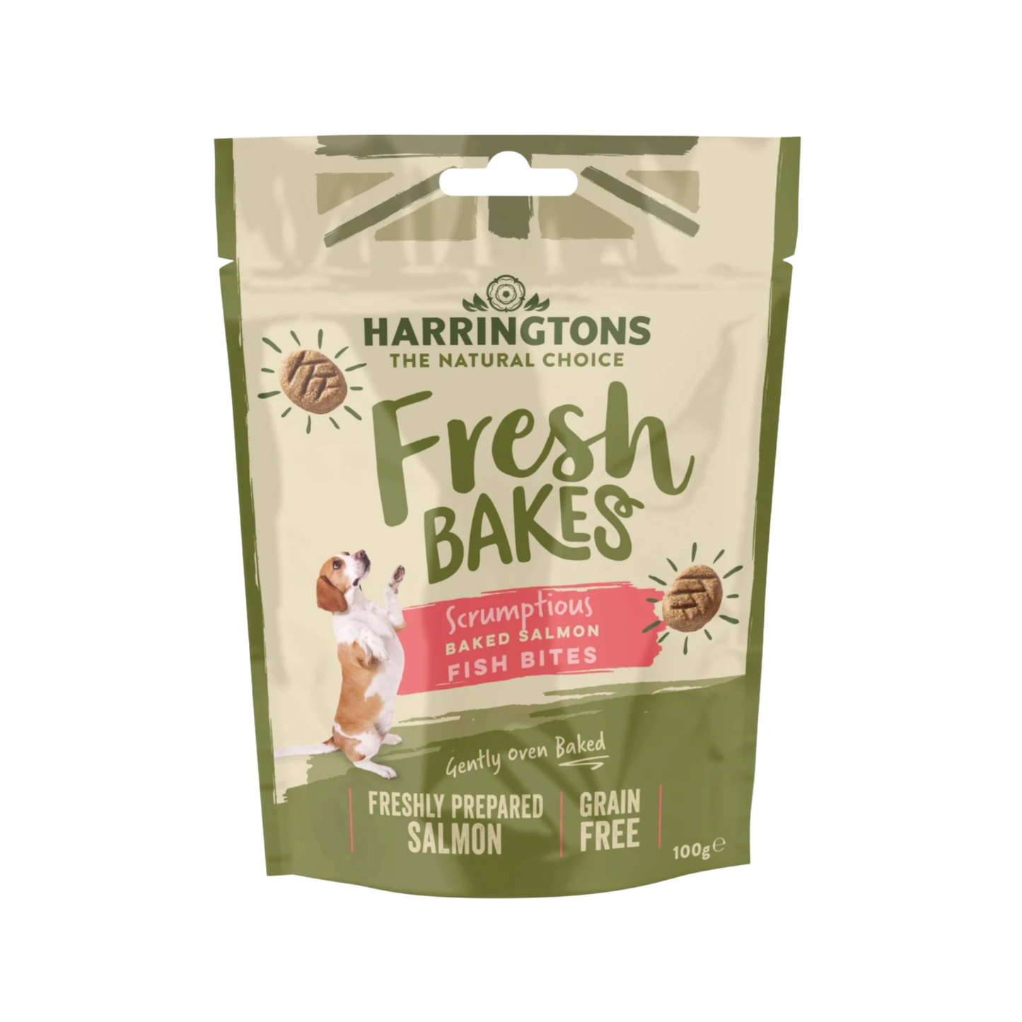 Harringtons Fresh Bakes Salmon Fish Bites Dog Treats 100g