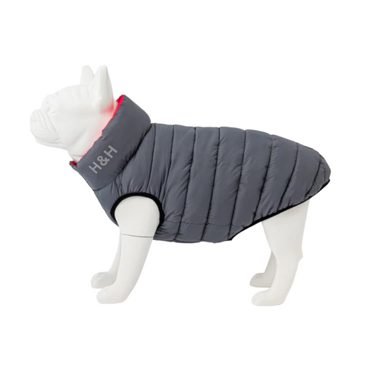 Hugo & Hudson Dog Puffer Jacket Reversible Pink & Grey