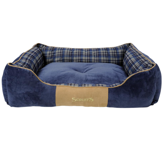 Scruffs Highland Box Dog Bed Fully Machine Washable Blue Small, Medium, Large