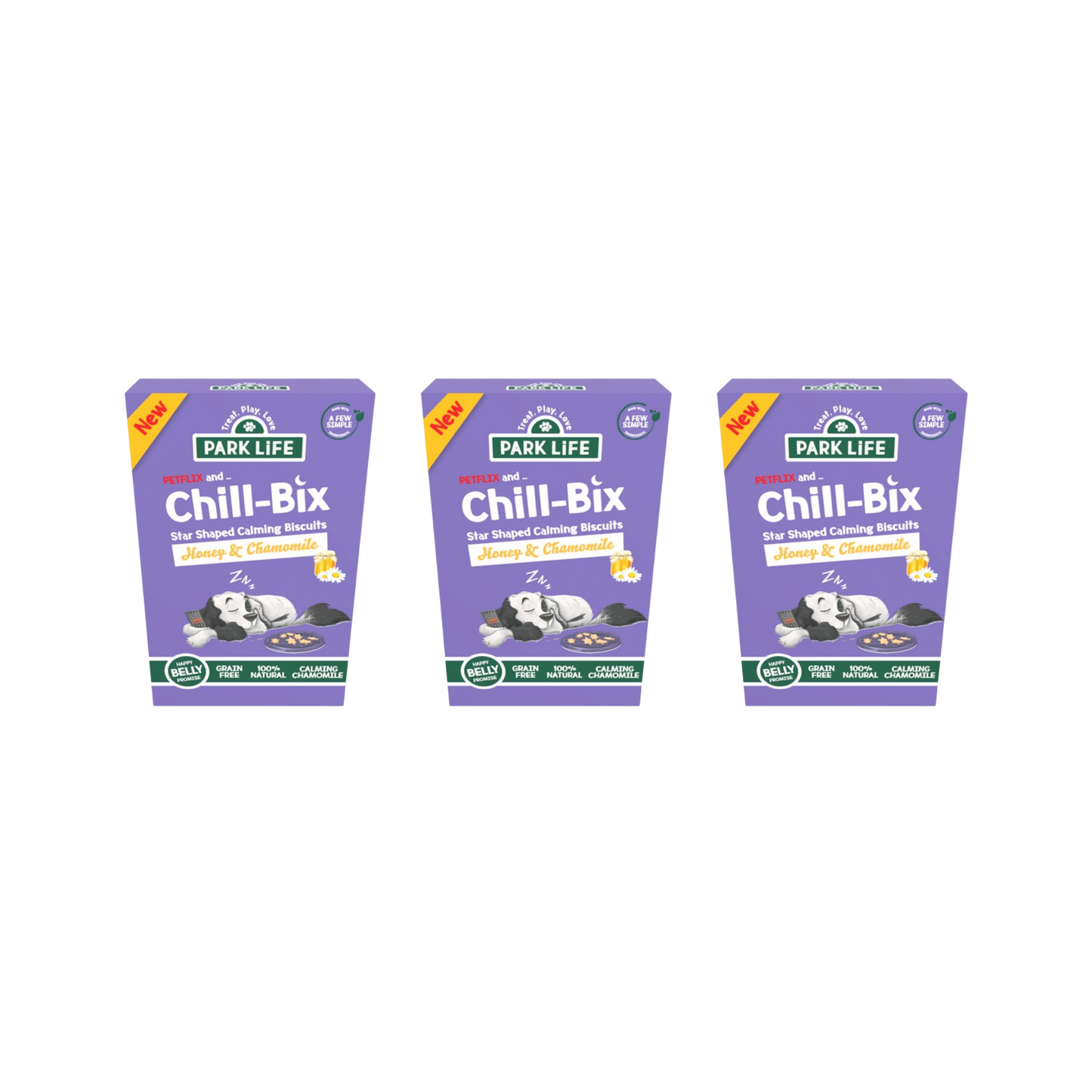 Park Life Chill-Bix Star Shaped Dog Calming Biscuits With Honey & Chamomile 300g