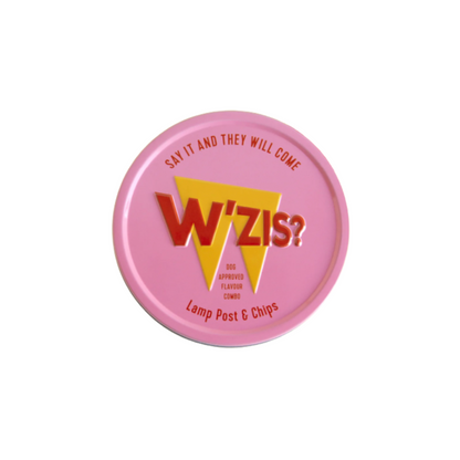 Wzis Dog Treat Tin (Pink), Includes 100 Lamp Post & Chips Treats (50g), Purple Sweet Potato, Pea & Pumpkin Flavour