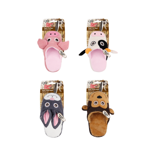 All For Paws Dog Slipper Toy With Crinkly Ears & Squeaker Available In Pig, Cow, Rabbit & Monkey