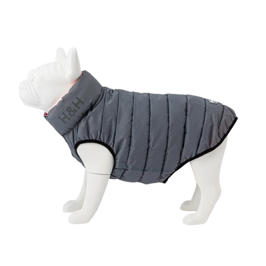 Hugo & Hudson Dog Puffer Jacket Reversible Light Pink & Grey