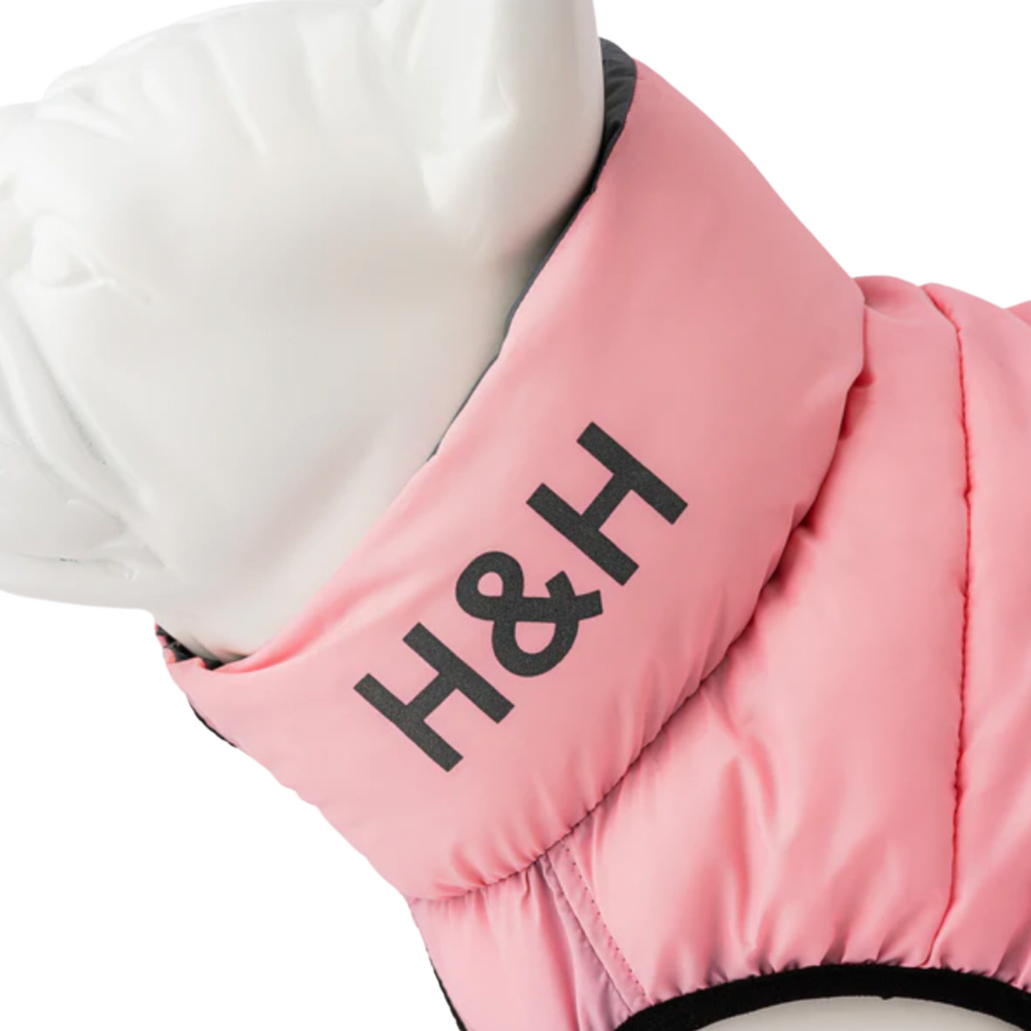 Hugo & Hudson Dog Puffer Jacket Reversible Light Pink & Grey