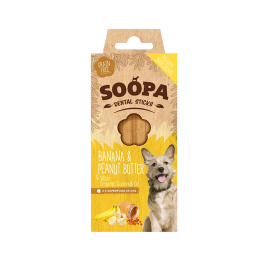 Soopa Banana & Peanut Butter Dental Sticks Dog Chews 100g