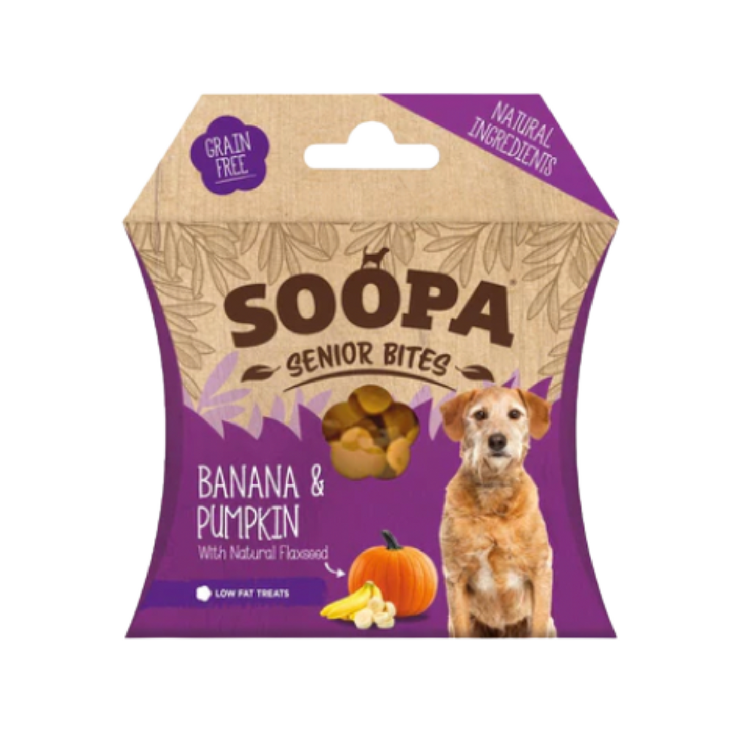 Soopa Senior Healthy Bites Dog Treats Banana, Pumpkin & Flaxseed 50g