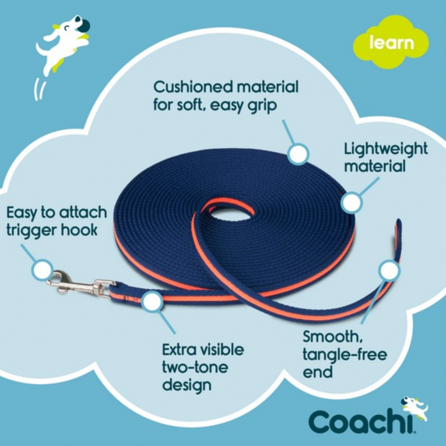 Coachi Training Lead Line Lightweight Soft To Hold 10 metres
