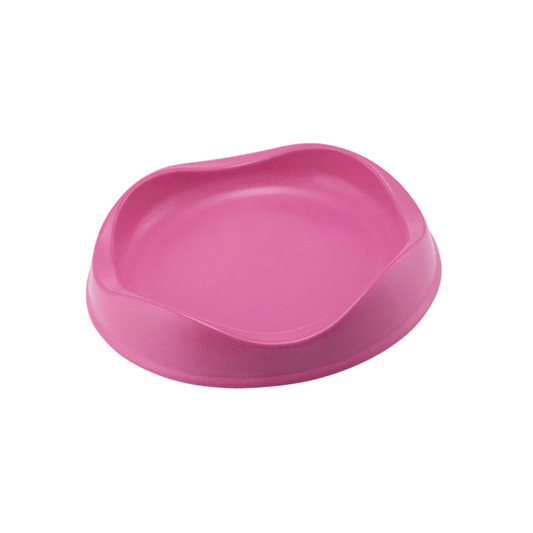 Beco Sustainable Bamboo Shallow Dog Food Plate Blue & Pink