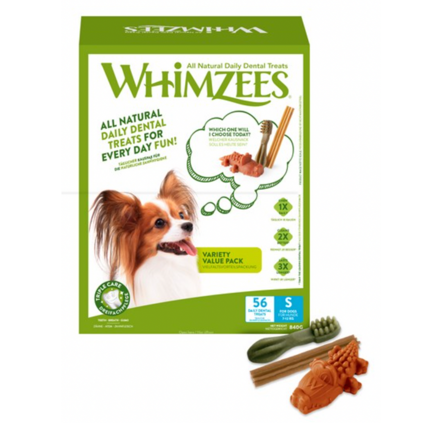 Whimzees Variety Value Box Natural Grain Free Dog Treats For Small Breeds 56 Pieces